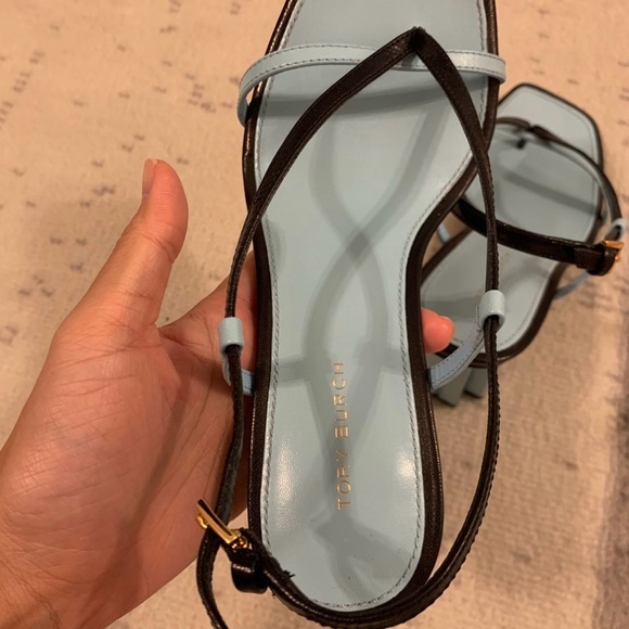 Tory Burch Black and Blue Strap Heels - Picture 8 of 12